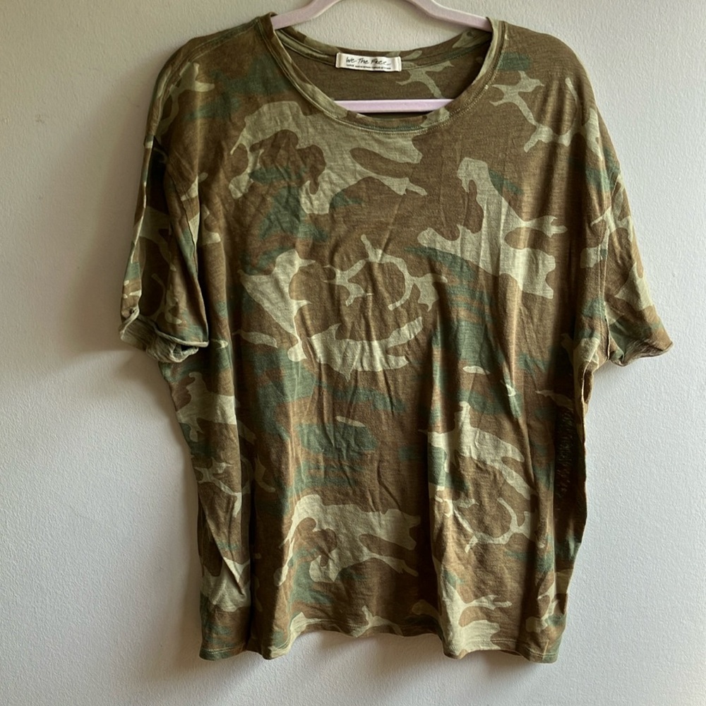 We the Free Camo Short Sleeve Top Lightweight Oversized T-Shirt